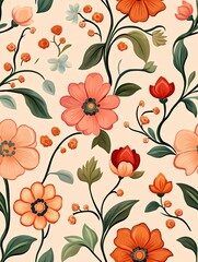 seamless floral pattern, vibrant floral pattern design with leaves.