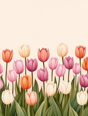 Colorful tulips blooming in a serene garden.