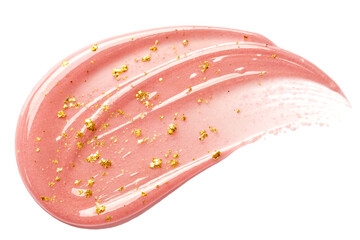 Fototapeta premium Shimmering Pink Beauty Gel with Golden Particles on White Background