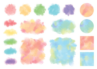 様々な色の水彩のパーツセット