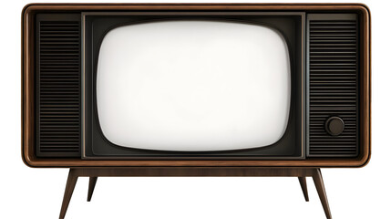 Realistic Illustration Of A Vintage Television In Brown Wood Isolated On Transparent Background