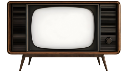 Realistic Illustration Of A Vintage Television In Brown Wood Isolated On Transparent Background