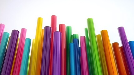 Colorful Plastic Tubes in Various Shades Stacked in a Creative Arrangement