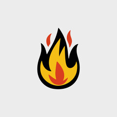Minimalist fire icon with abstract vector flames on white background