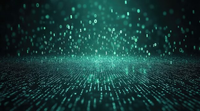 Abstract Digital Illustration Depicting Binary Code Falling From Above