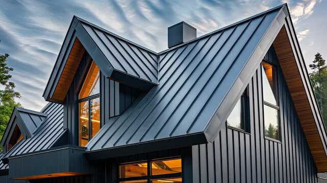 Modern Home with Sleek Metal Roof and Dark Siding