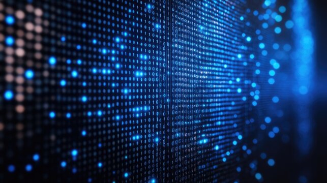 Digital data streams represent binary code and abstract technology