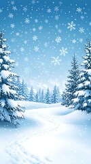 Naklejka premium Snowy winter forest path