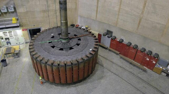 A large armature that is located in the dynamos at Hoover Dam, Arizona, Nevada, USA