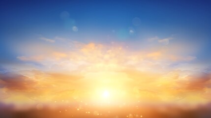 Fototapeta premium A Beautiful Sunset Over the Horizon With Cloudy Skies