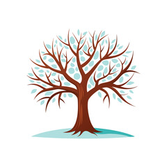 Fototapeta premium old oak tree without leaves isolated illustration, without leaves , dead old tree, tree with branches without leaves