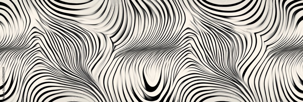 Poster Elegant pattern of fine parallel lines creating a three-dimensional optical illusion in soft monochrome shades