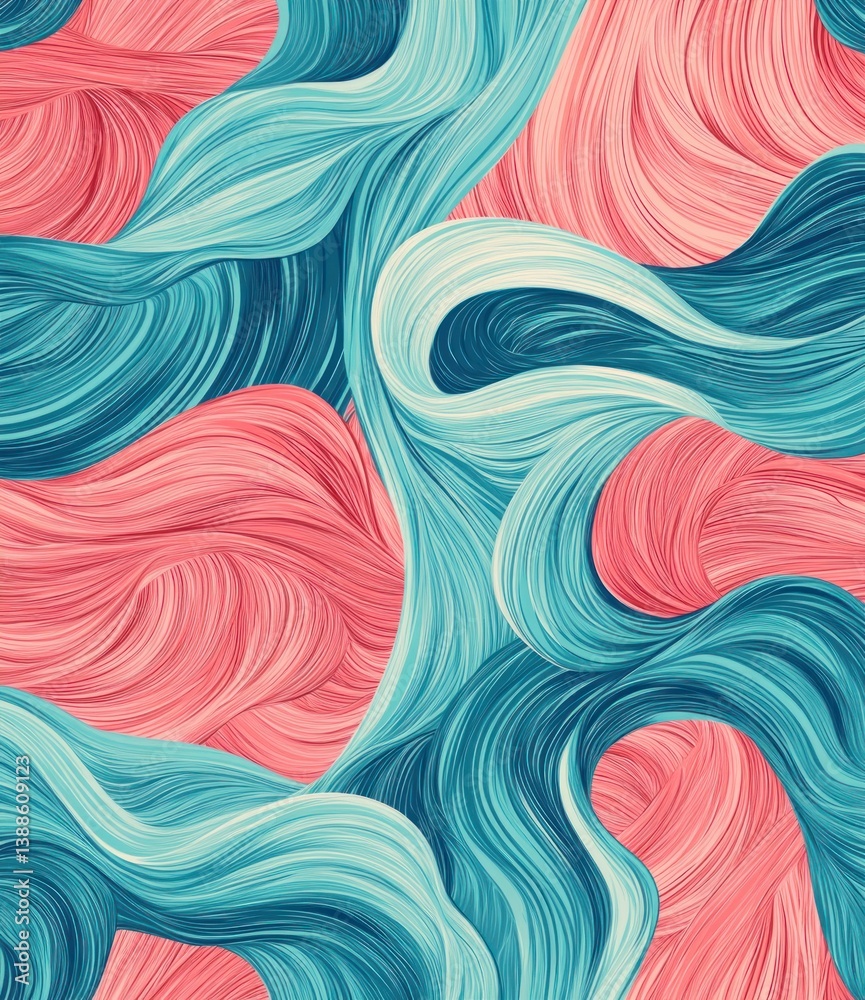 Wall mural colorful flowing lines create a seamless and attractive abstract pattern