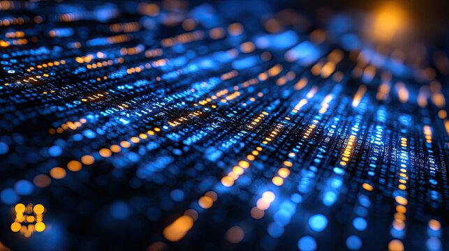 Abstract digital data streams displaying binary code information patterns