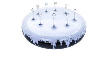 3D Abstract Blue and White Droplets Design on a Circle Shape Isolated