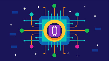 Obraz premium Quantum Computing Power Illustrate a large quantum computer with its components glowing surrounded by binary digits 0s and 1s combining with qubits showcasing the fusion of classic