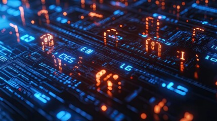 Obraz premium An abstract artistic depiction of a digital computer circuit board