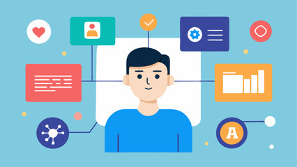 Personalization An image showing various products appearing on a digital interface tailored to specific user profiles with the AI logo above representing personalized marketing