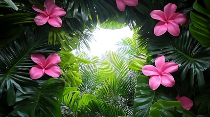 Obraz premium Tropical Floral Frame Background