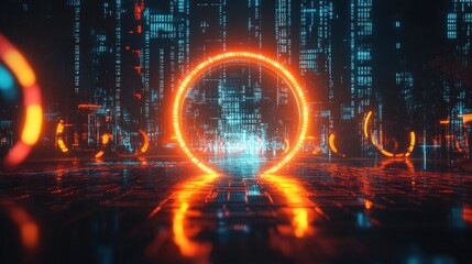 Obraz premium Futuristic abstract digital art showing a bright circular structure