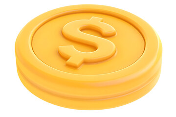 3D Render Of A Gold Coin With Dollar Symbol Stacked On Transparent Background