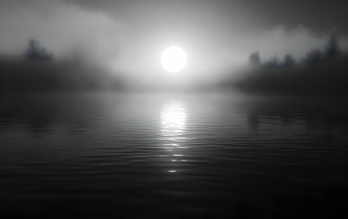 Obraz premium Misty Lake Illustration