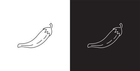 Vegetable onion chili line icon. Vegetable vector illustration icon. Collection of icons with editable strokes in transparent and black background.