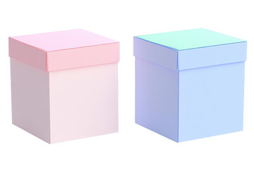 3D Render of Two Colored Square Gift Boxes on Transparent Isolated Background