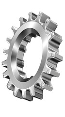 3D Illustration Of Shiny Silver Gear Isolated On Transparent Background