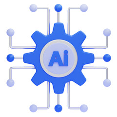 PNG 3D ai configuration Icon Isolated on a White Background