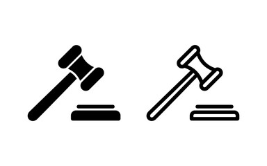 Gavel icon vector illustration. judge gavel sign and symbol. law icon. auction hammer