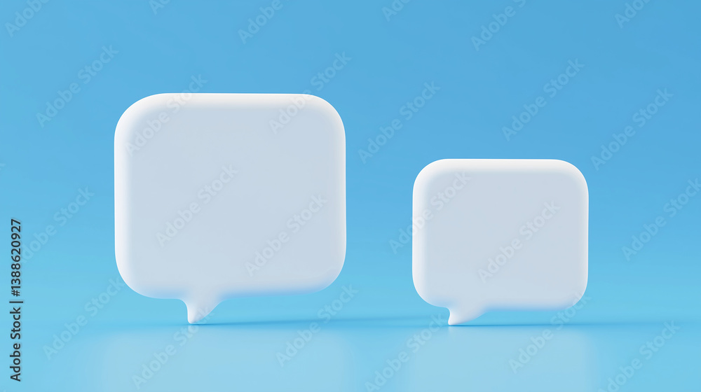 Aufkleber two empty speech bubbles representing online communication on blue background