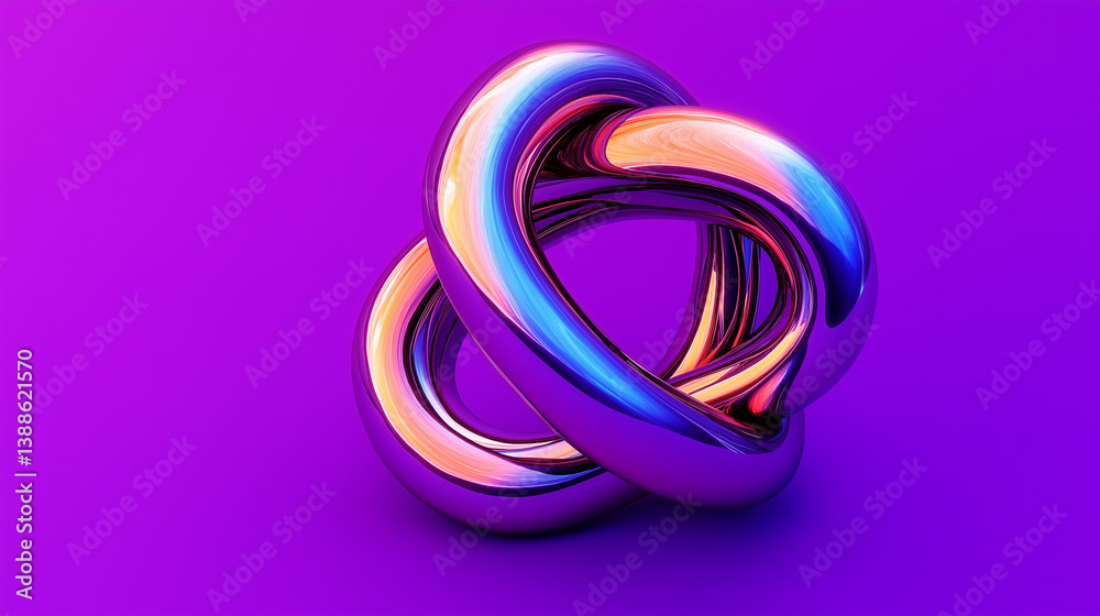 Poster two metallic rings intertwine, creating a modern and futuristic design