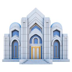 Obraz premium White and Blue Geometric Structure with Gold Access Points