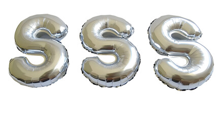3D Render Of Silver Letter S Balloon Isolated On Transparent Background