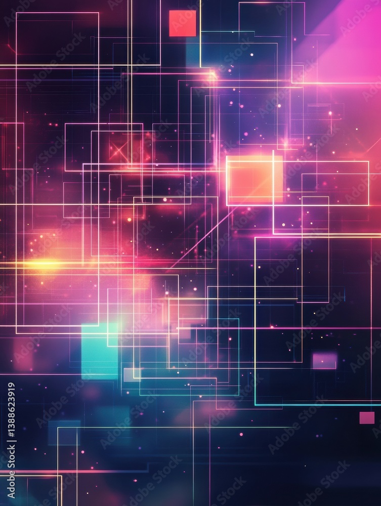 Poster Digital abstract background featuring geometric shapes and soft gradients for work-from-home inspiration
