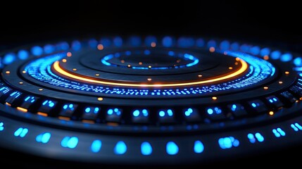 Futuristic Abstract Circular Object With Glowing Lights Displayed