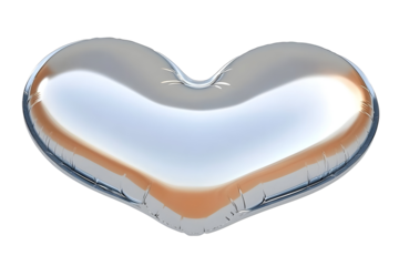 3D Rendered Silver Heart Isolated On Transparent Background Romantic Design