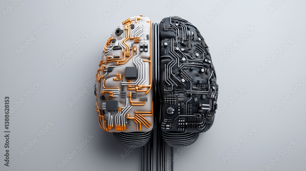 Aufkleber Artificial intelligence brain illustrating machine learning and neural network