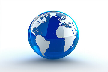 Obraz premium Blue and white glossy earth globe rotating on white background