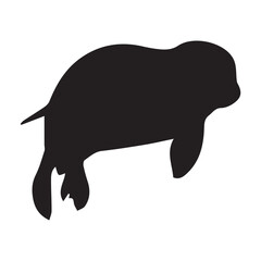 silhouette of a dugong, dugong