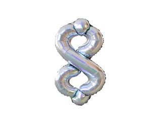 Obraz premium Abstract 3D Render Number Eight Metallic Silver Balloon Isolated Transparent Background