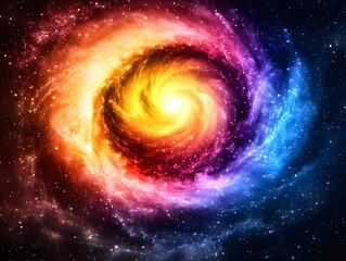 Fototapeta premium Vibrant Cosmic Spiral Galaxy Nebula, Colorful Space Art