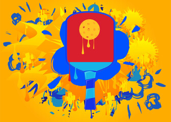 Pickleball graffiti. Abstract modern street art decoration performed in urban painting style.