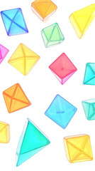 Abstract Illustration of Colorful Geometric Diamonds on Transparent Background