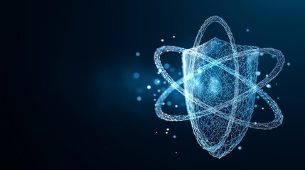 Abstract Atom Shield Futuristic Cybersecurity and Technology Concept
