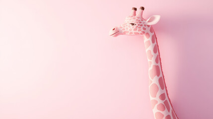 Obraz premium Cute giraffe on pink background, perfect for kids decor