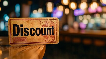 Golden ticket with discount offer placed on tropical beach,hotel concept of exclusive travel deals and vacation promotions, copy space for text and marketing message.