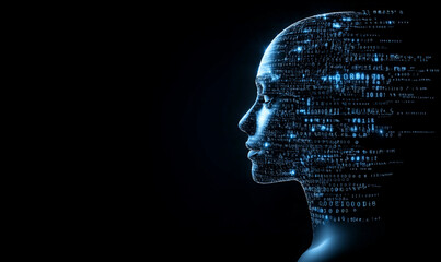 Obraz premium Artificial intelligence in human head, high tech concept of digital brain and innovation