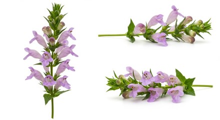 Elegant composition of skullcap flower showcasing botanical beauty on a white backdrop
